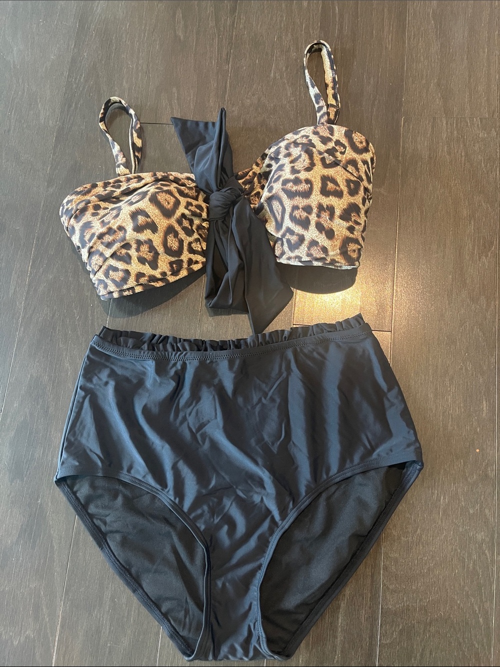 Unique Vintage Black Ruffled Bikini Set